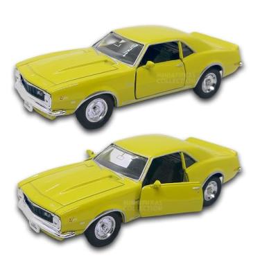 Imagem de Carrinho de ferro Camaro amarelo Z28 1968, Miniatura de carros esportivos clássicos, Abertura de portas, 12 CM, welly