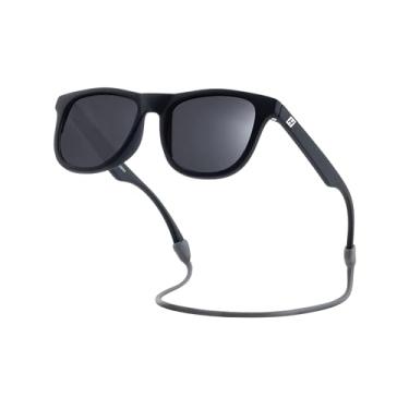 Imagem de Hipsterkid Óculos de sol polarizados clássicos Wayfarers para crianças e bebês com alça – Proteção UVA/UVB, armação flexível, lentes resistentes a quebras para bebês, meninos e meninas – Idades 0-2,