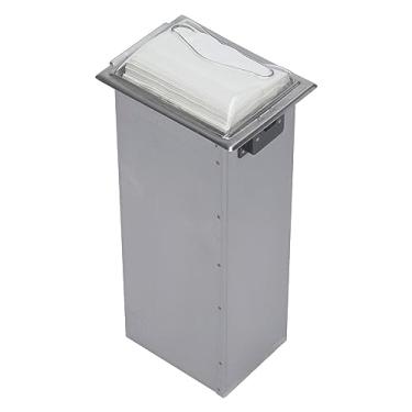 Imagem de San Jamar H2005 Dispensador de guardanapo de aço inoxidável com dobra total, capacidade de 750 Plus, 18 cm de largura x 48 cm de altura x 14 cm de profundidade, transparente e inoxidável acetinado