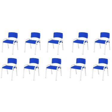 Imagem de Kit 10 Cadeira Iso Infantil Creche, Escola Base Branco Azul - LAURALAN