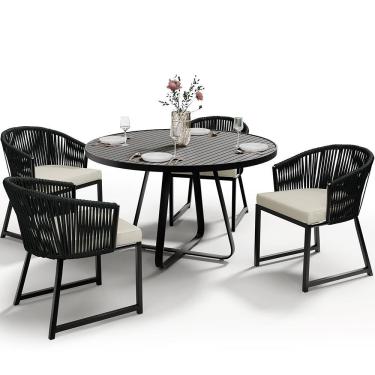 Imagem de Kit Mesa Wine E 4 Cadeiras Área Externa Bethari D04 Preto