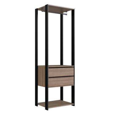 Imagem de Módulo Para Closet Com Gavetas E Cabideiro 183X45X60Cm Prodecor Preto/Montana
