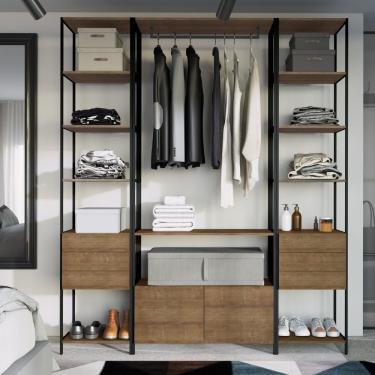 Imagem de Conjunto 3 Módulos Para Closet 8 Gavetas Industrial Artesano Vermont/Preto