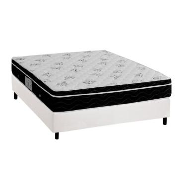 Imagem de Cama Box Casal Completa Kit Colchão Molas Bonnel Nanolastic Physical Spring 138x188 Bra...