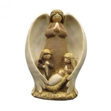 Imagem de Escultura Em Resina Anjo Com Sagrada Família - Rs787