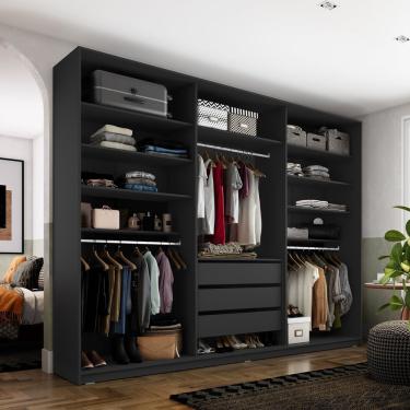 Imagem de Closet Casal 100% Mdf Bp 237cm 3 Gavetas Monreale Preto