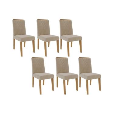 Imagem de Cadeira Sala De Jantar Nicole Kit 6 Un Savana-suede Bege - Cimol