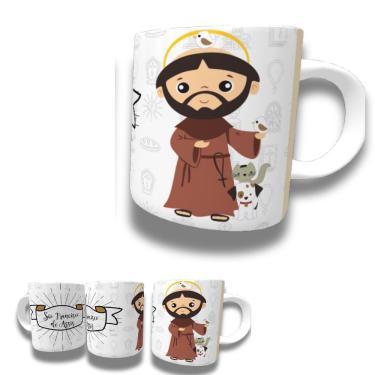 Imagem de Caneca De Porcelana 325ml Santos Católicos Decorada São Francisco De Assis