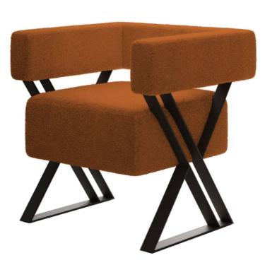 Imagem de Poltrona Decorativa Kira Pés De Metal Estilo Industrial Bouclé Terracota