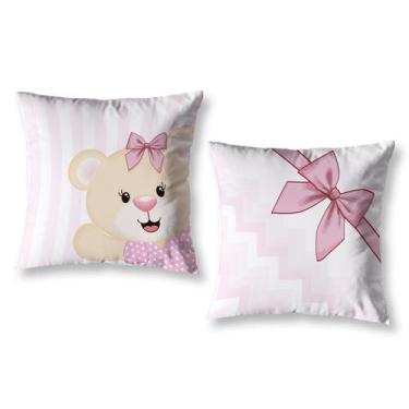 Imagem de Kit 2 Capas de Almofada Infantil Menina 40cm x 40cm Estampada Decorati