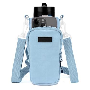 Imagem de Linkidea Suporte Para Garrafa De Água Com Alça, Compatível Yeti Rambler 18 Oz/26 Oz, Owala Freesip 24 Oz/32 Bolsa Tiracolo Água, Bolso Ombro Celular (Azul)