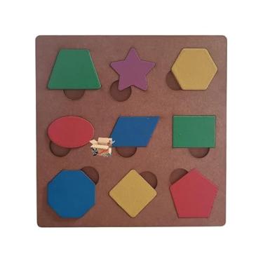 Imagem de Brinquedo Educativo Pedagógico Em Madeira Jogo Encaixe Formas Geométricas 10 Pçs (Formas Geométricas 10 Pçs)