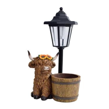 Imagem de Generic Estátua de vaca Terras Altas, acessório, ornamento, escultura animal para pátio, jardim, quintal, gramado, Balde de Madeira