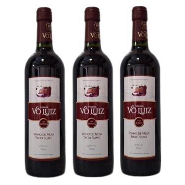 Imagem de Vinho vo luiz tinto de mesa suave uva bordo garrafa vidro 750ml kit 3 