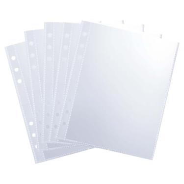 Imagem de Pacote com 50 protetores de página transparente de 100 bolsos, 12 x 17 cm para fichário A5, 6 anéis, protetor de papel dupla face, capas para cartões, cartões postais, fotos, adesivos e organizador de