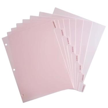 Imagem de Divisórias de plástico rosa com 3 anéis, 8 abas, inclui um adesivo de planejador requintado, divisórias resistentes e estéticas com abas, 1 conjunto