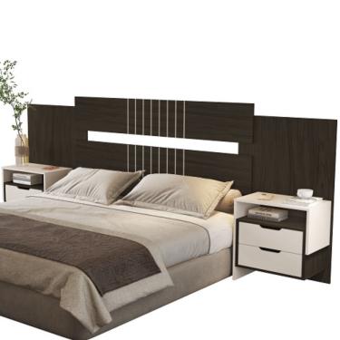 Imagem de Cabeceira Luiza De Casal Expansível Chocolate/Off White - VJ Móveis