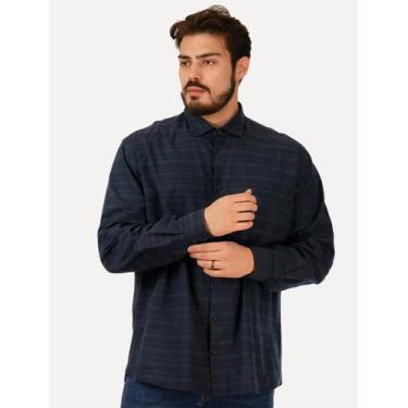 Imagem de Camisa Dudalina Masculina Comfort Linen Blend Azul Marinho, L/G