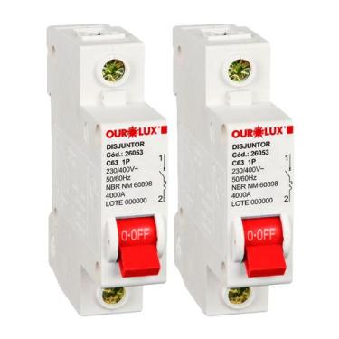Imagem de 2 Disjuntor Monopolar 63 Amperes Curva C Ourolux