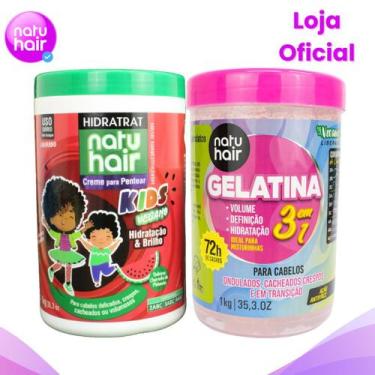 Imagem de Kit Creme de Pentear Melancia + Gelatina modeladora de cachos 3 em 1 N