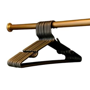 Imagem de Kit 10 Cabides De Plástico Pretos Reforçados Antiderrapante Adulto - D