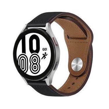 Imagem de Pulseira Preta de Couro 20mm Compativel Smartwatch Watch3 41/45mmActiv