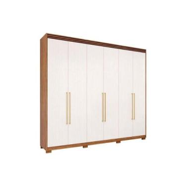 Imagem de Guarda Roupa 6 Portas e 5 Gavetas c/ 1 Espelho Interno Aurora Cinamomo
