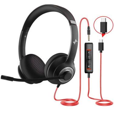 Imagem de Fone de ouvido USB JIAMQISHI EH01 com microfone para PC preto