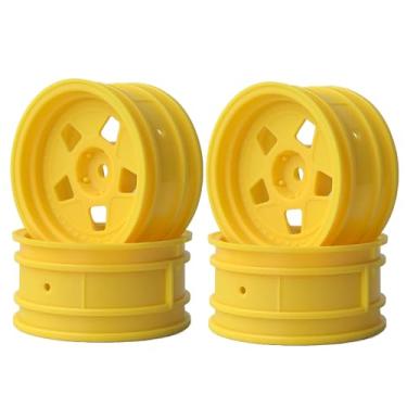Imagem de LAFEINA RC On Road Car Nylon Wheels Rims for HSP HPI Tamiya TT01 TT02 Kyosho 1/10 RC Street Touring Racing Models (0mm ET, A, Yellow)