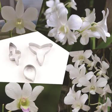 Imagem de Molde de pétala Phalaenopsis de aço inoxidável - Cortador de biscoito em forma de pétala Phalaenopsis - Molde de decoração de bolo em forma de pétala Phalaenopsis - 3 peças/conjunto