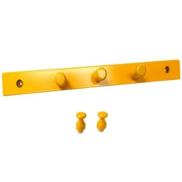 Imagem de Cabideiro em Madeira para Parede/Porta Fixo - Amarelo