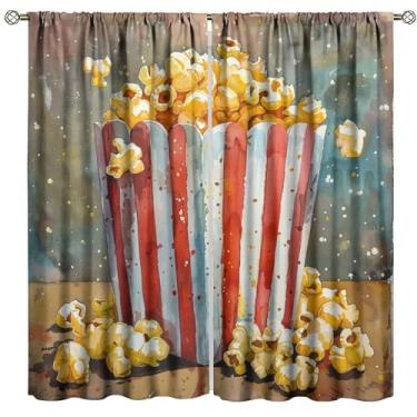 Imagem de Cortinas blackout de cinema para decoração de casa, tema de filme retrô dos anos 60 com desenho animado pipoca, carretel de filme, tratamentos de janela para quarto, sala de estar, conjunto de 2