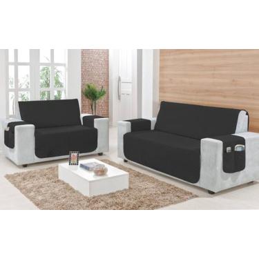 Imagem de Capa Protetor Sofá 2 E 3 Lugares Matelado Francielli Com Porta Acessór