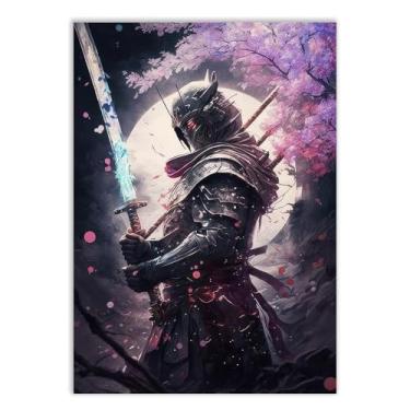 Imagem de Placa Decorativa Anime Samurai Katana Gelo Ilustração Decoração Poster Quarto Sala