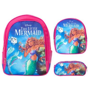 Imagem de Kit Mochila Escolar Feminina Pequena Sereia Costas Reforçada - Toys 2U