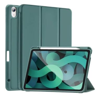 Imagem de Case Capa Compatível Para iPad 9, 8, 7 Geração 10.2" 10.5" Slim Inteligente Com Suporte Caneta Proteção Anti-Impacto Auto Sleep Tampa Magnética (Verde Escuro)