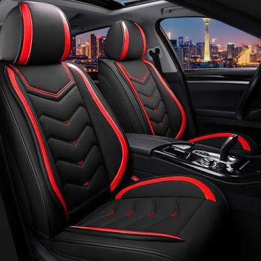 Imagem de CTDS Capas Para Bancos De Carro Honda Civic 2000-2025, Capa Esportiva Estilosa, Couro Napa Premium. Conjuntos Automotivos. (Padrão 2 Assentos/Preto/Vermelho)