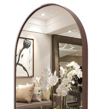 Imagem de Espelho Oval Corpo Inteiro Com Moldura Couro Decorativo Luxo - Landi V