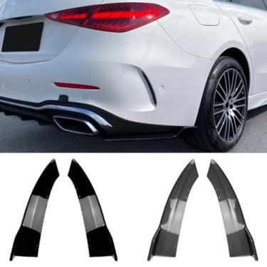 Imagem de Lábio divisor de para-choque traseiro compatível com C-Class W206 C200 C260 C300 2022+ kit de carroceria capa de spoiler acessórios para carro (preto brilhante)