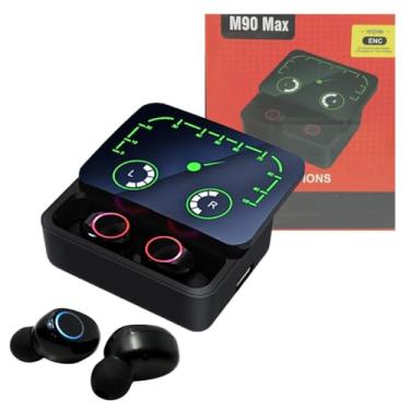 Imagem de Fone de Ouvido Bluetooth Intra-Auricular M90 Max com Case Deslizante, LED Indicador, Som Estéreo e Microfone Integrado