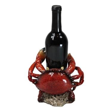 Imagem de Ebros Gift Caranguejo de pedra gigante costeira náutica com pontas de ponta de pinça preta, suporte de garrafa de vinho, estatueta para casa, cozinha, jantar, festa, hospedagem, decoração, mar