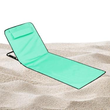 Imagem de Espreguiçadeira de Praia,Espreguiçadeira Portátil | com Apoio de Cabeça, Encosto e Tapete 160x52x38cm para Homens e Mulheres, para Quintal, Piscina, Beira-mar, Piquenique e