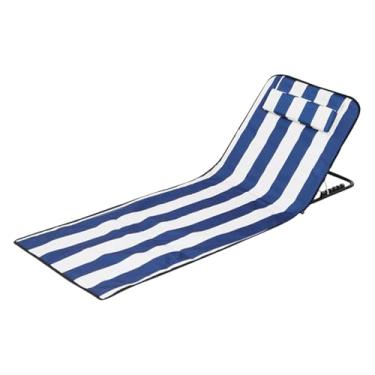 Imagem de Espreguiçadeira de Praia | Espreguiçadeira De Praia,Esteira Reclinável Dobrável com Apoio Cabeça e Encosto 160x52x38 cm para Família Campismo Jardim à Beira-Mar Adultos Jovens