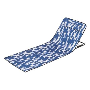 Imagem de Espreguiçadeiras de Praia ao Ar Livre | Cadeiras Relaxantes Para Exterior Dobráveis,Com Apoio De Cabeça Encosto Tapete De Bronzeamento 160x52x38 cm Para Piscina Campismo Beira-Mar Jardim Família Quint