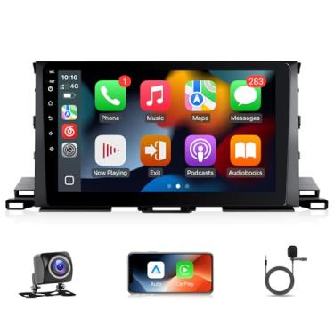 Imagem de Leadfan Rádio Car Play para Toyota Highlander 2014-2019 Estéreo Carplay e Android Auto, tela sensível ao toque IPS de 9 polegadas para navegação GPS Highlander WiFi BT FM/RDS receptor câmera traseira