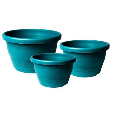 Imagem de Kit de Vasos Plásticos Cuias Modelo 18+23+30 Veneza Colorido Para Jardim Vertical, Decoração Jardim Suspenso Jardinagem (Verde Escura, Com hastes)