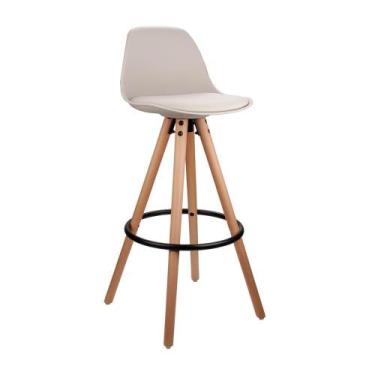 Imagem de Banqueta De Cozinha Alta Luisa Nude Pp Base Madeira Rivatti