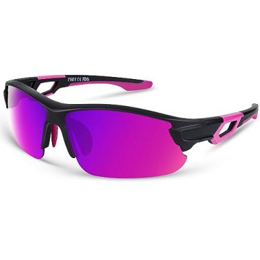 Imagem de BEACOOL Óculos De Sol Esportivos Polarizados Para Homens E Mulheres, Jovens, Beisebol, Pesca, Ciclismo, Corrida, Golfe, Motocicleta, Táticos Uv400 (Preto Fosco, Roxo)