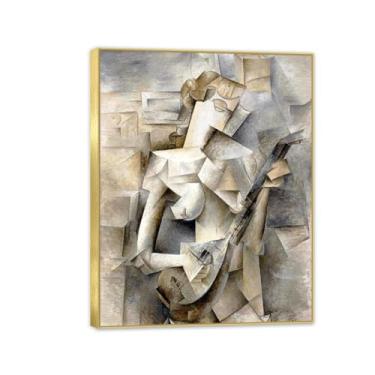 Imagem de Picasso Impressão de arte de parede menina com bandolim pôster impressões de arte abstrata cópia de pinturas famosas quarto sala de estar bar decoração legal para casa 50 x 40 cm (20 x 16 pol