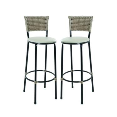 Imagem de Kit 2 Banquetas Cadeiras Altas Bistrô Capuccino Para Cozinha e Bancadas (BEGE)